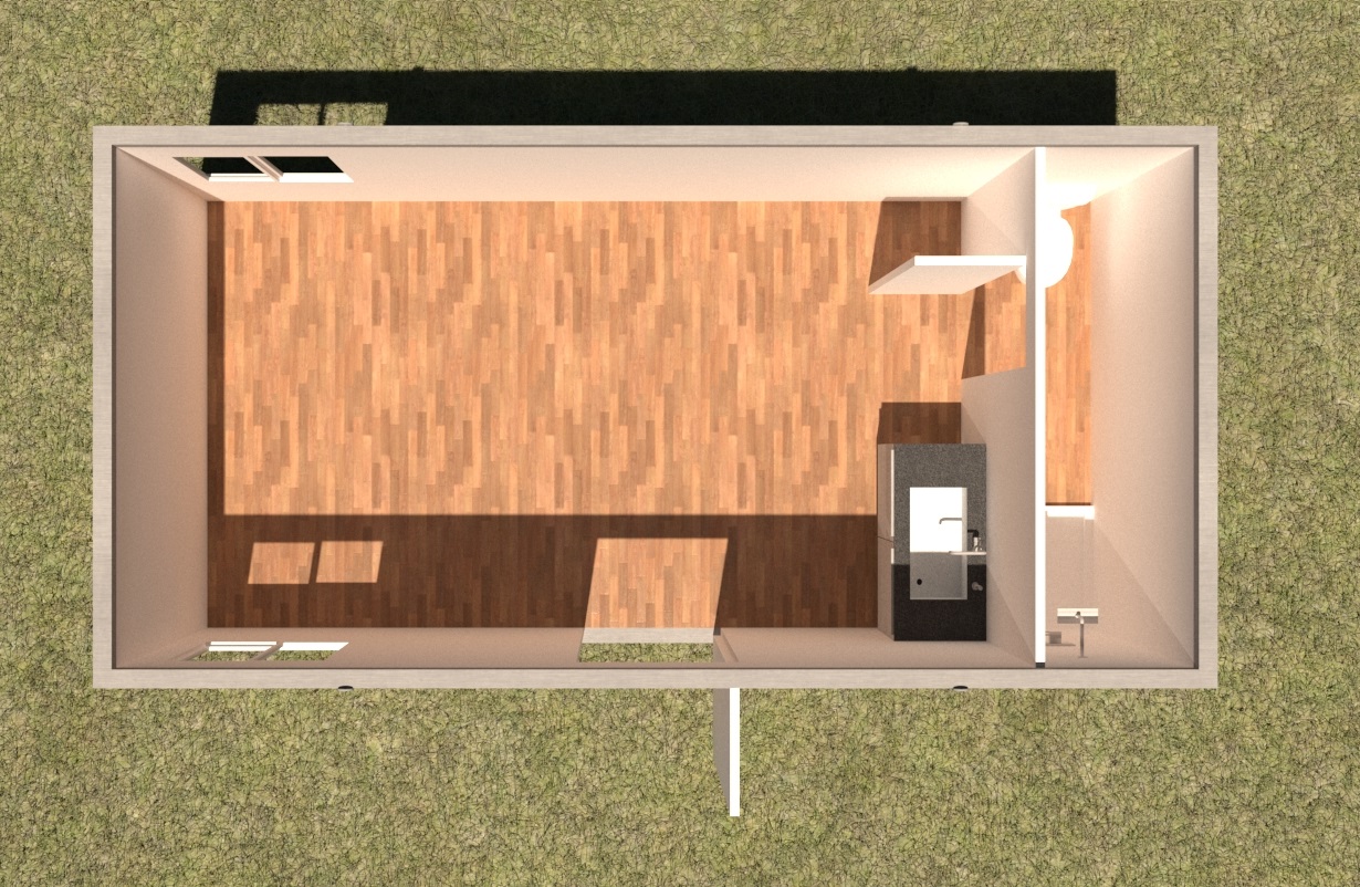 מבנה נייד 3X6 מ' עם שירותים מקלחת ומטבחון
